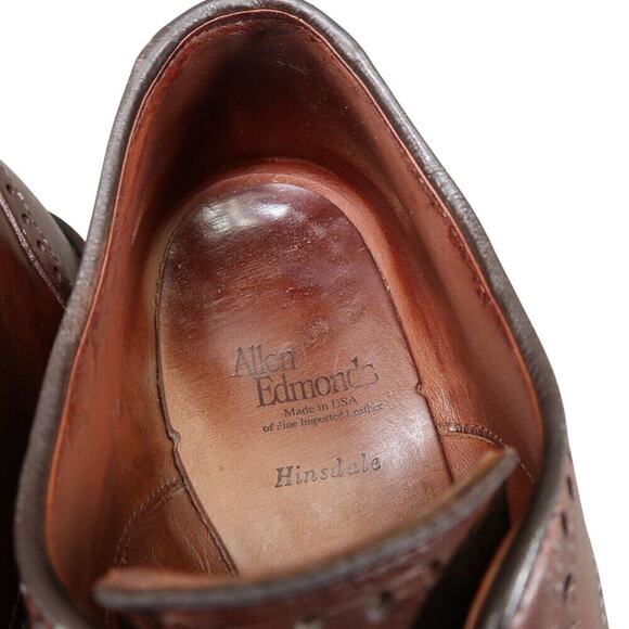 Allen Edmonds Shoes Mens 9 Oxford Cap Toe Brogue Wingtip Classic Hinsdale Brown main image 12